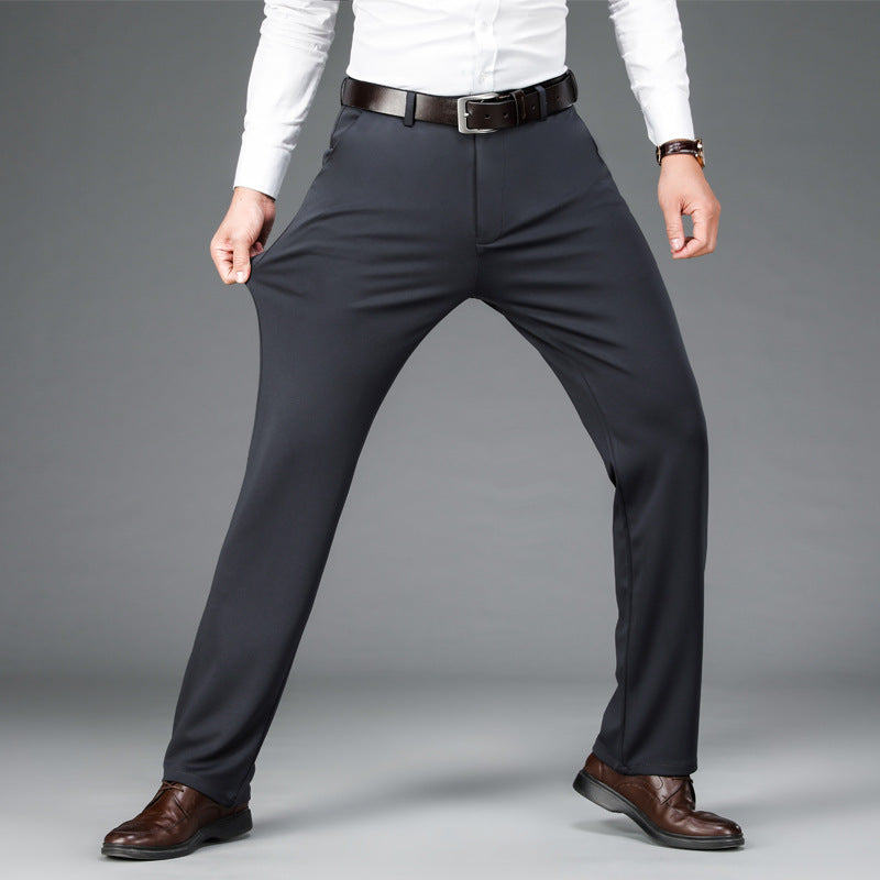 Pantalones casuales rectos de negocios elásticos para hombre