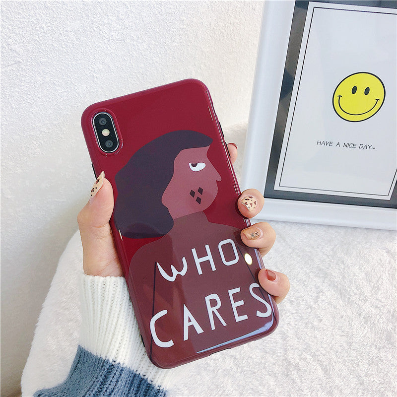 Funda para teléfono con personalidad de chica de color rojo vino de Han Feng