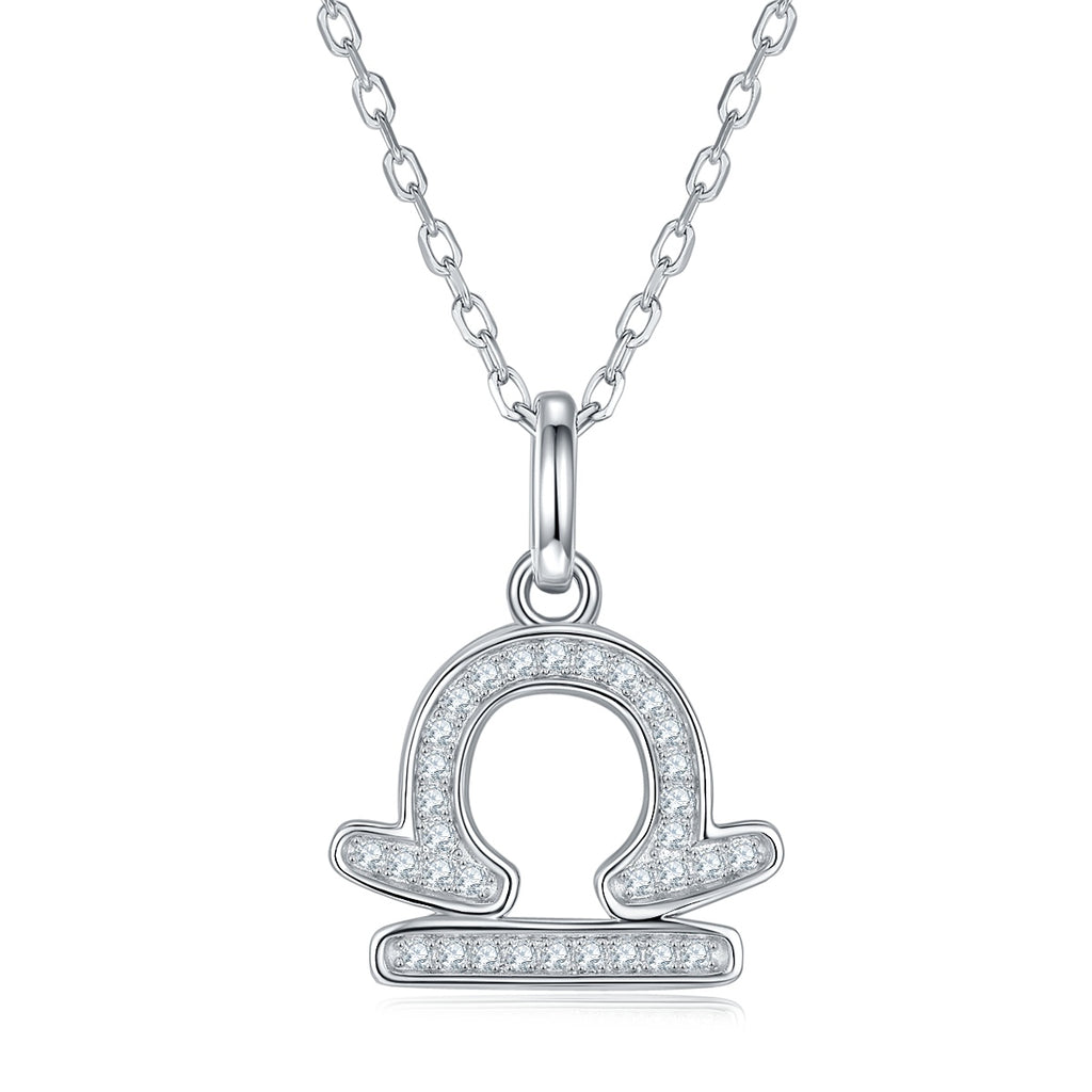 12 Zodiac Signs - Libra, Set With Top-quality Moissanite, Luxurious And Fashionable Light Luxury Trend Jewelry, Silver Necklace, Pendant S925 Silver Electroplated Platinum