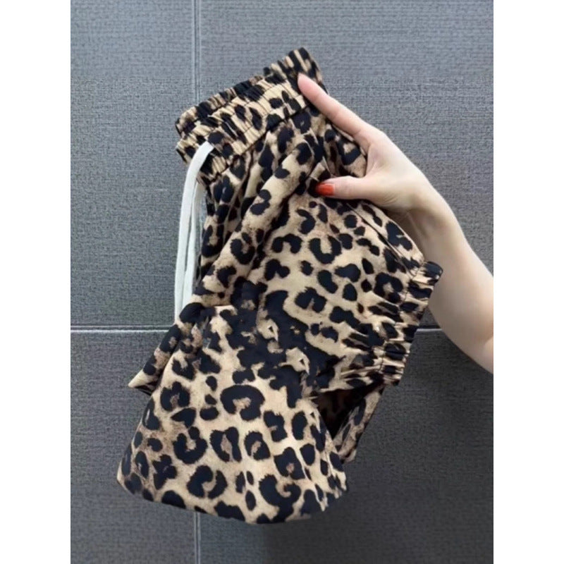 Nuevos pantalones de verano con estampado de leopardo y seda helada