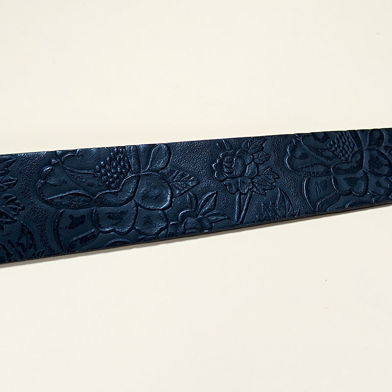 Cinturón de piel sintética personalizado con calavera y rosa en relieve