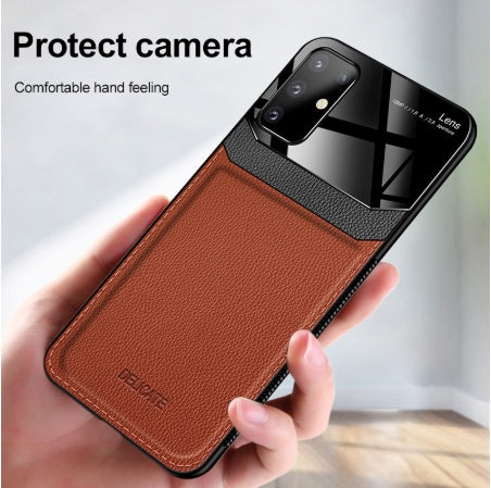 Funda de cuero y vidrio para Samsung S20, a prueba de golpes
