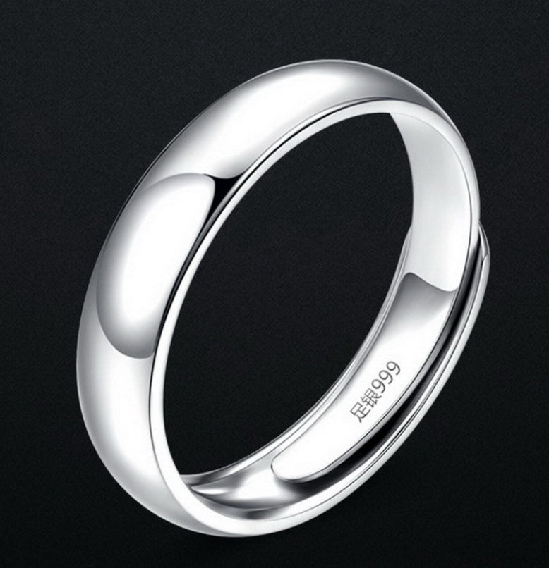 Anillo brillante sencillo de plata para hombre