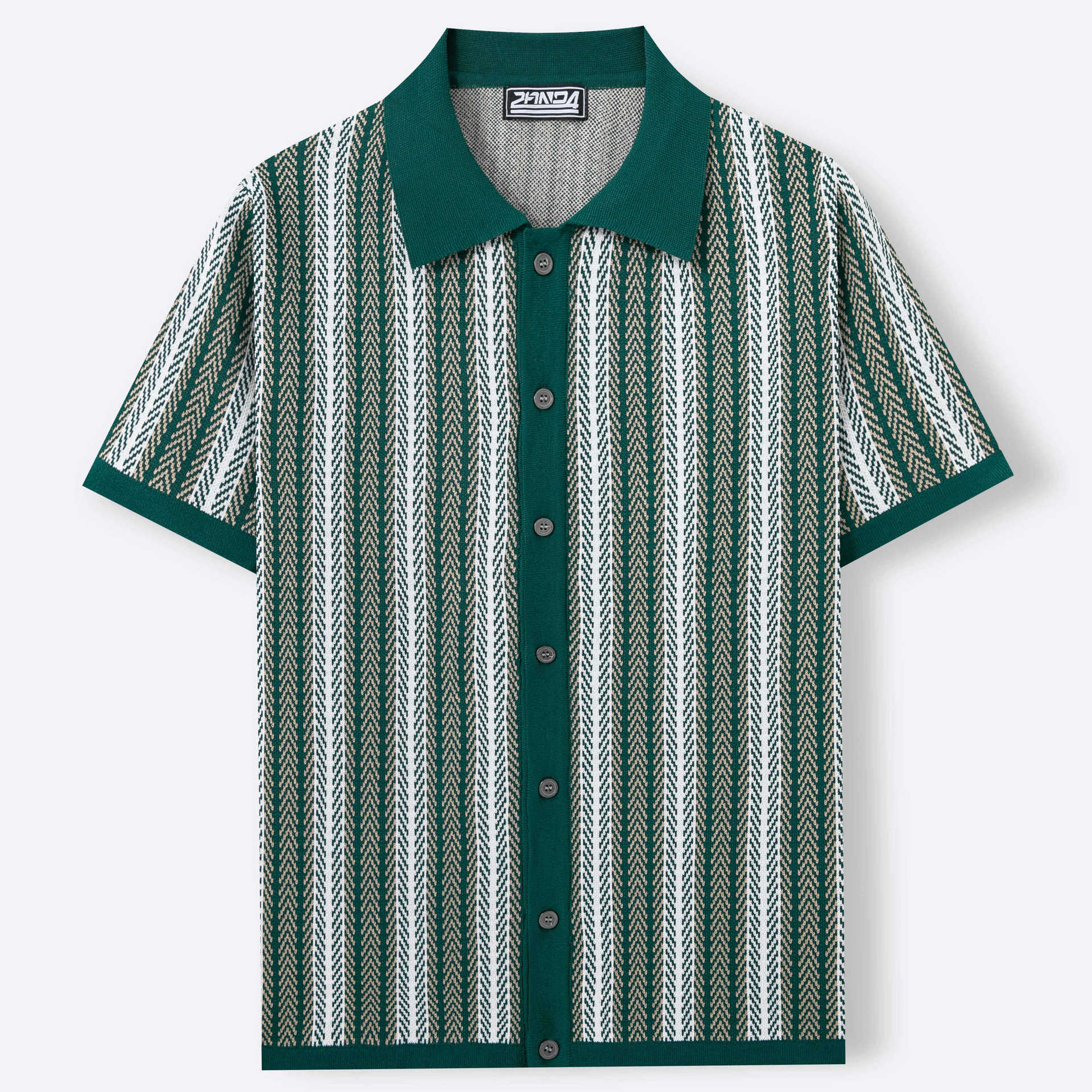 Men's Striped Jacquard Short-Sleeve Knit Shirt