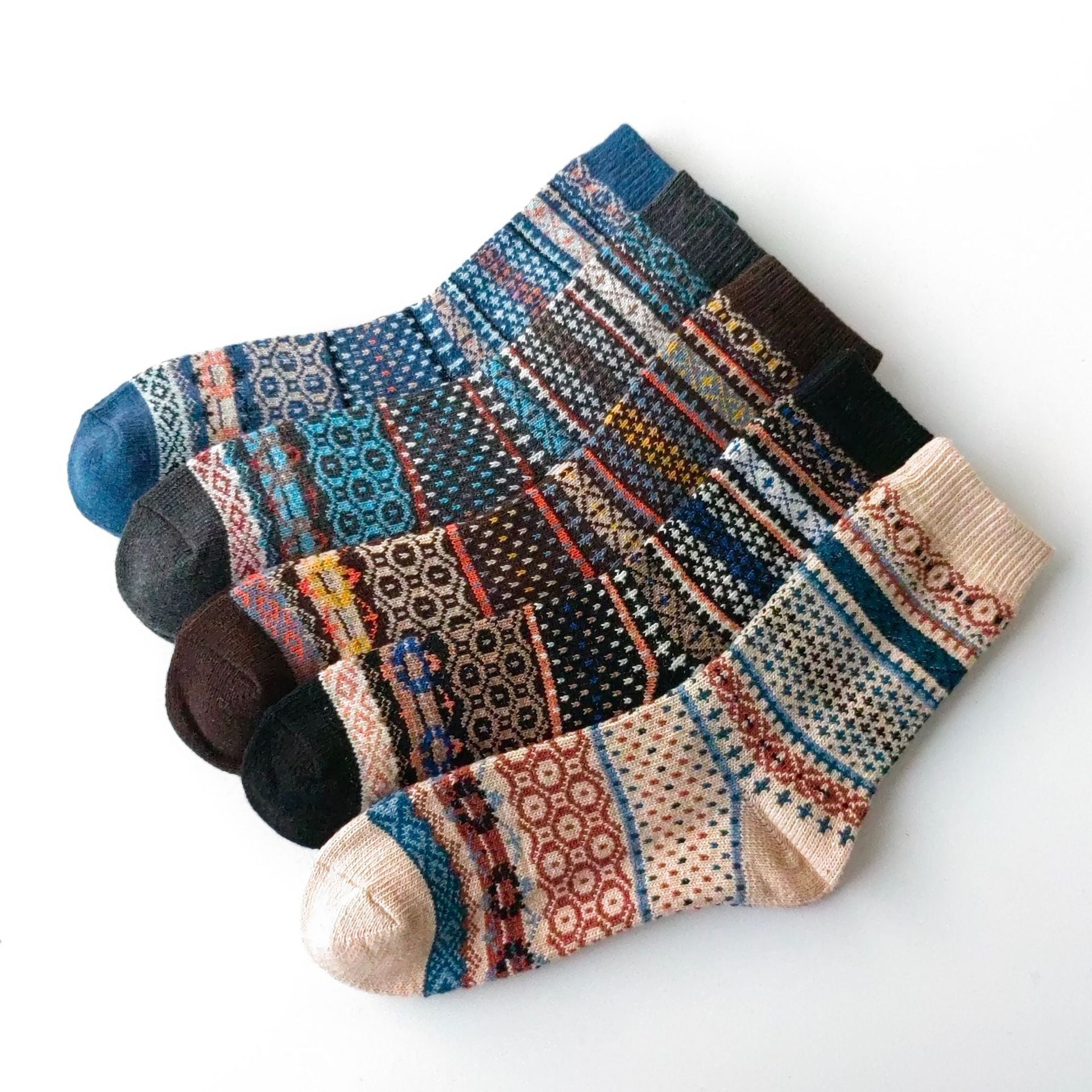 Calcetines de hombre de lana estilo étnico vintage para invierno