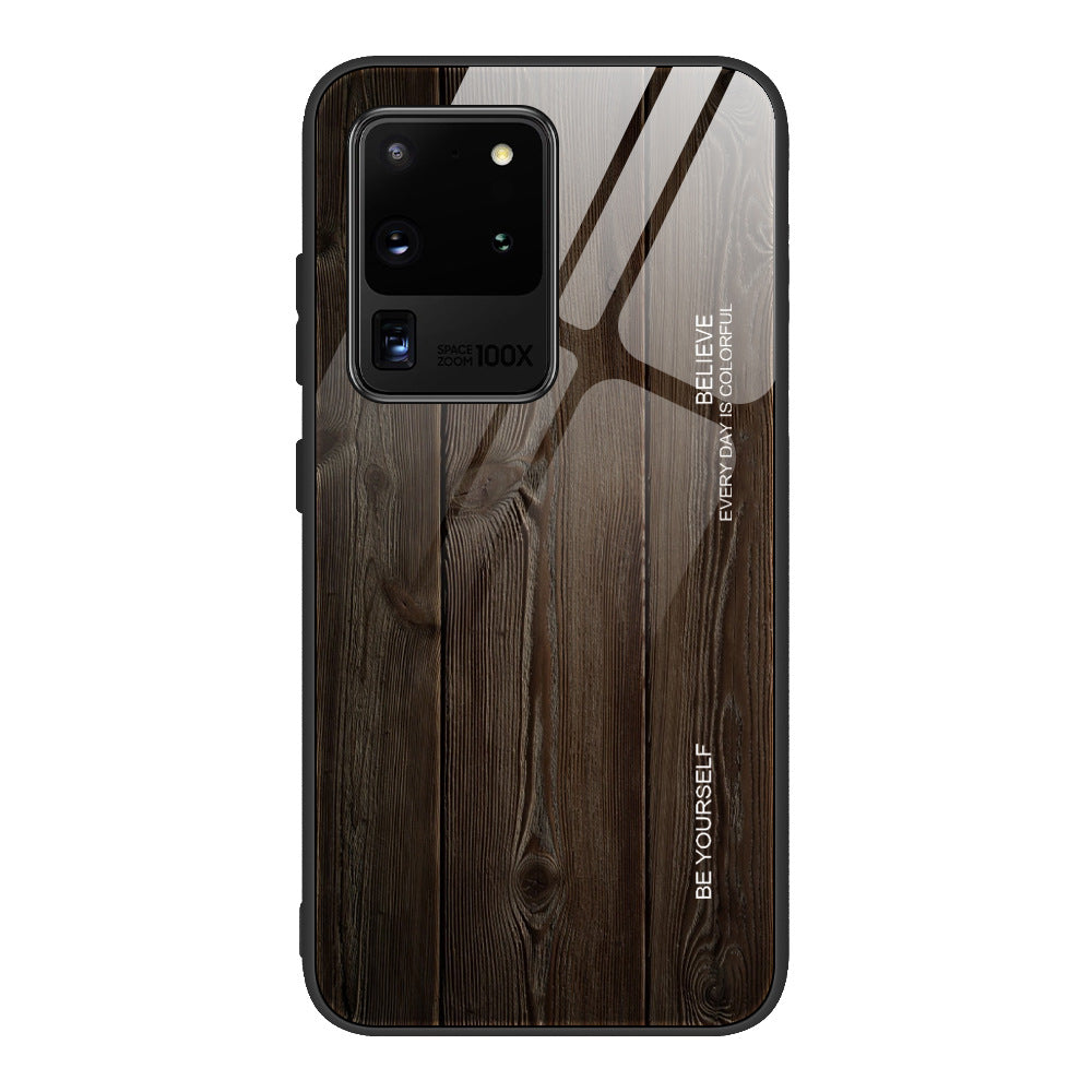 Funda para teléfono de vidrio templado con veta de madera