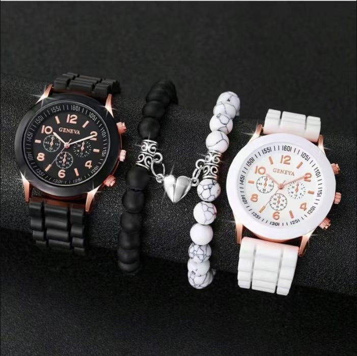 Conjunto de 4 piezas de relojes clásicos de moda para parejas más vendidos