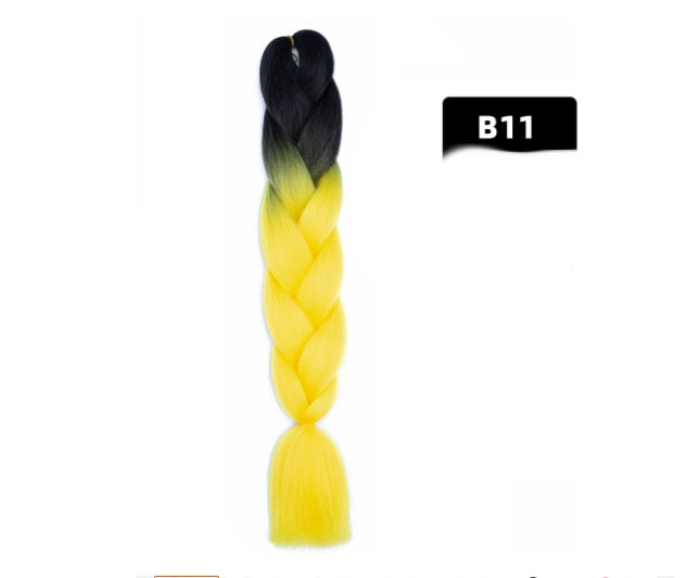 Peluca de seda africana de alta temperatura con fibra química y trenza grande en color degradado