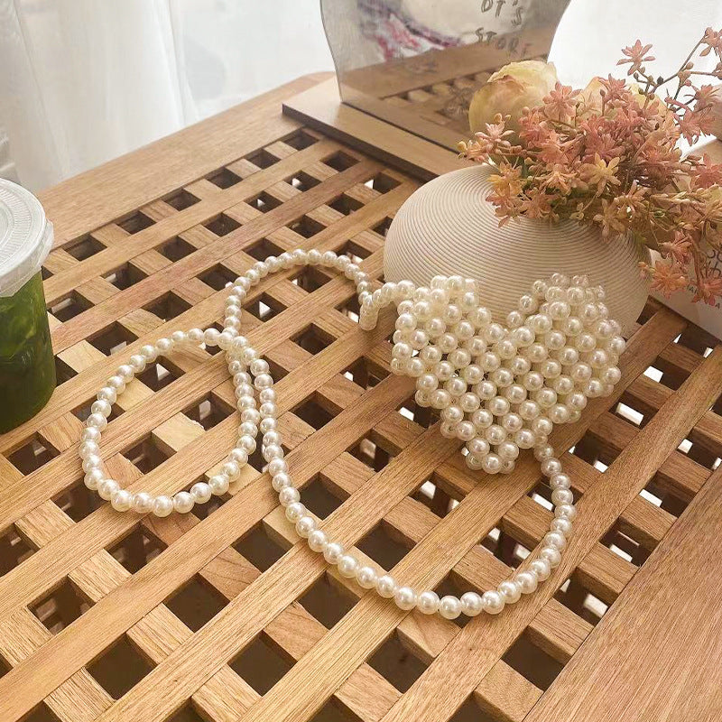 Bolso bandolera de verano versátil, mini, retro, tejido a mano con perlas