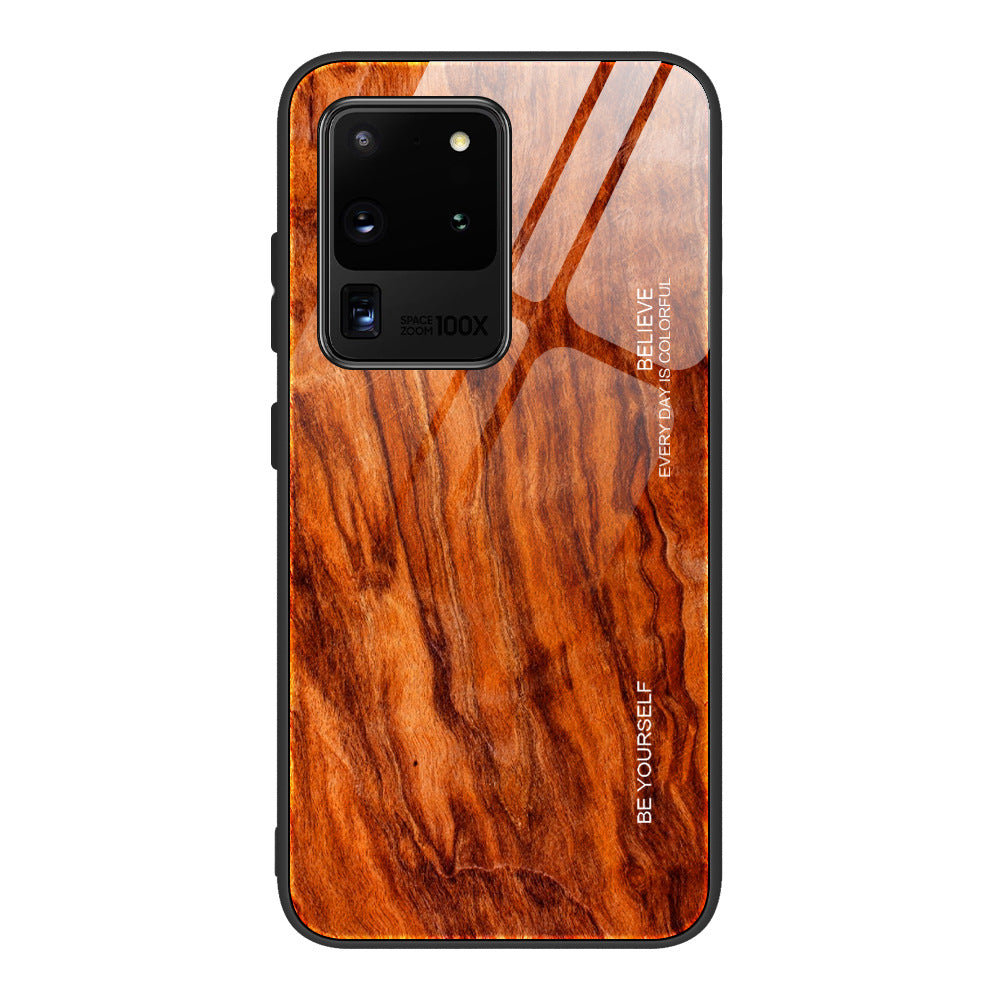 Funda para teléfono de vidrio templado con veta de madera