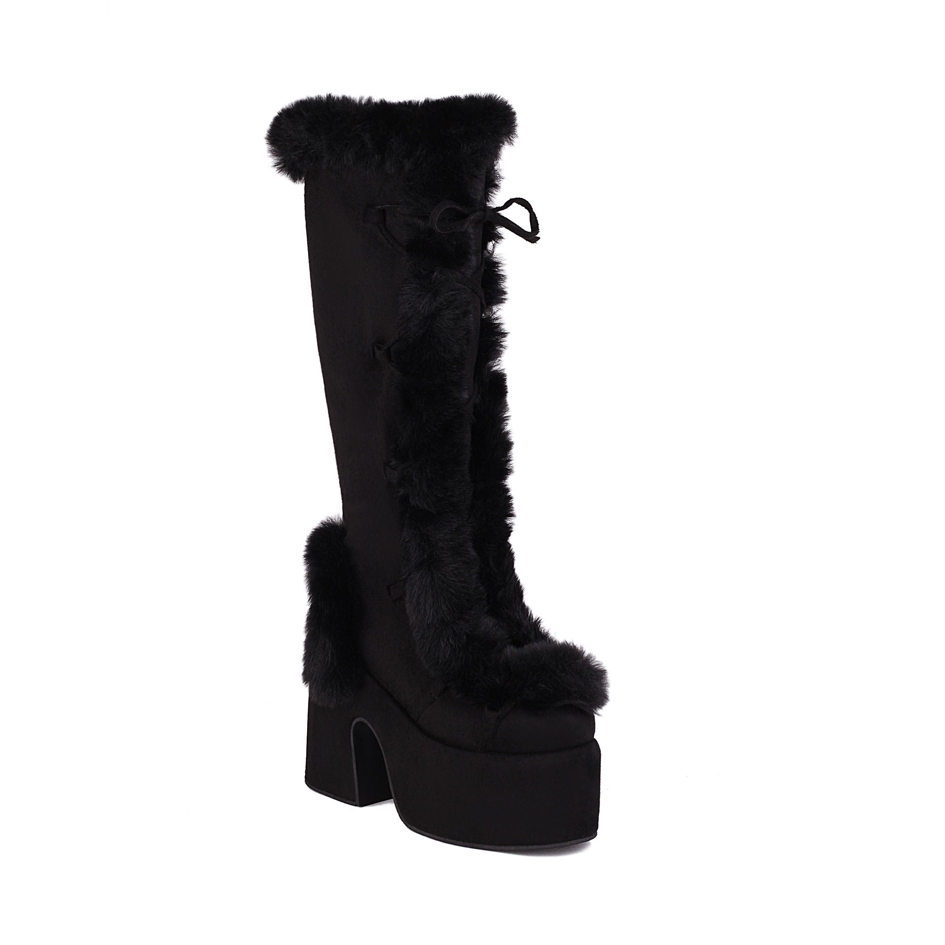 Botas de piel con plataforma y tacón alto para mujer