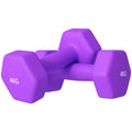 SPORTNOW 2 X 4kg Hexagonal Dumbbells Weights Set With Non-Slip Grip For Home Gym Workout, Purple