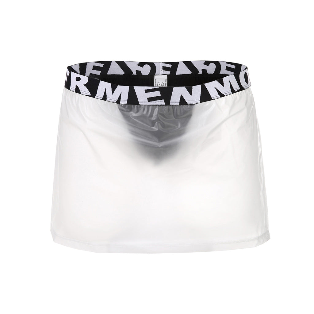 Minifalda de PVC transparente para hombre, dos piezas, sexy, con abertura lateral