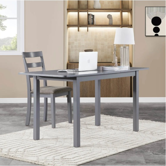 Mesa de comedor extensible de 59 pulgadas, moderna mesa de comedor para 4-8 personas, mesa de cocina de madera, comedor, oficina, sala de estar para espacios pequeños, gris oscuro