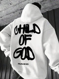 Mens Letter-Print Hoodie With Fleece-Lined Pullover Top