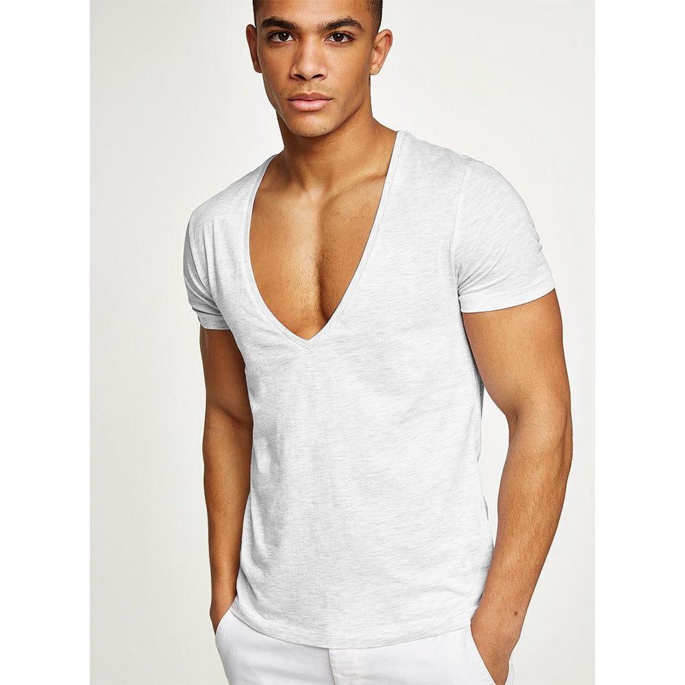 Camiseta de cuello en V profundo para fitness, deportes y ocio 