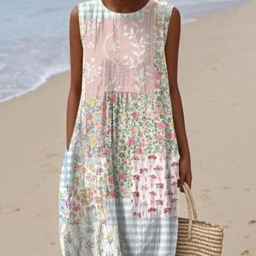 Vestido de mujer con cintura elástica y estampado de moda