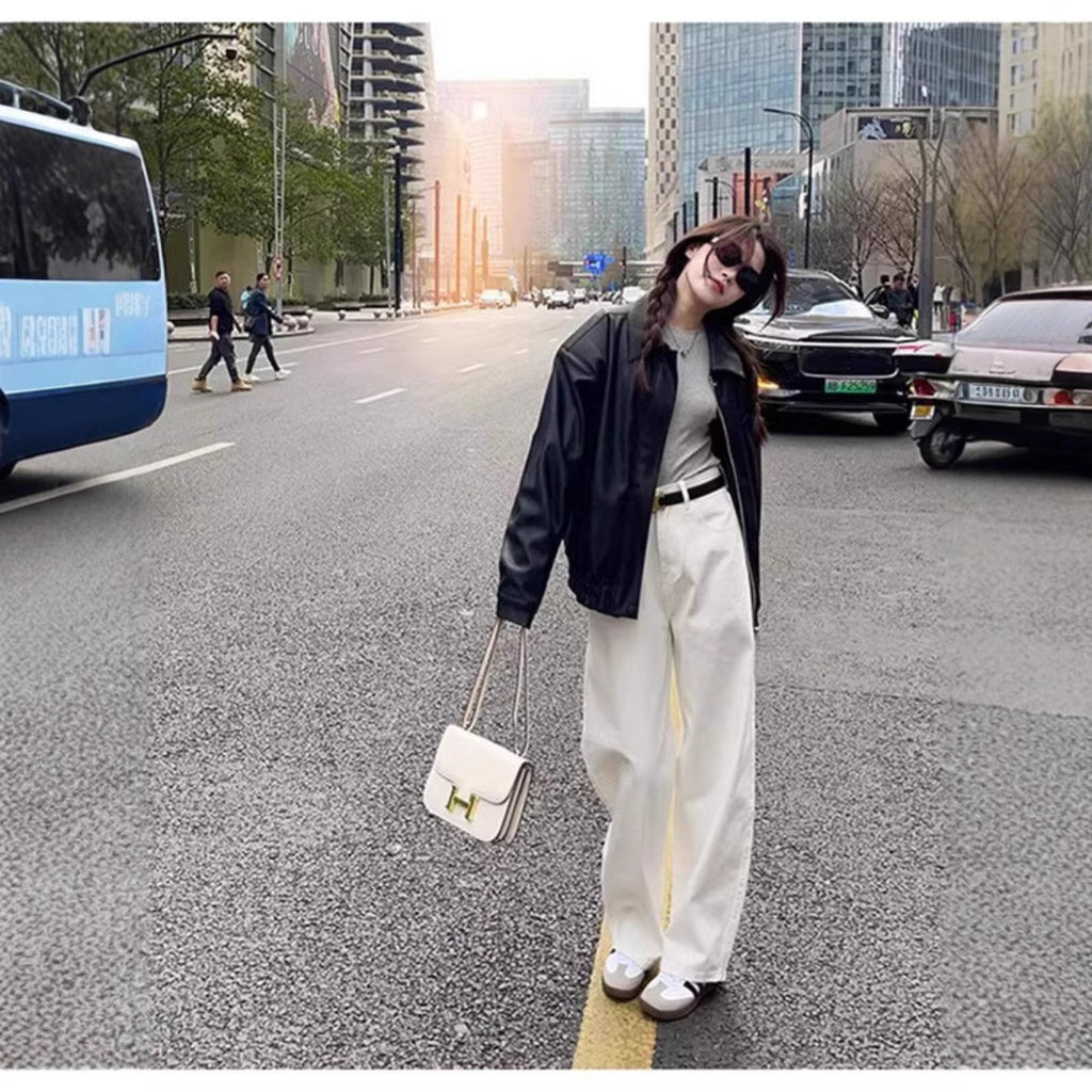Fashion Wide-leg White Jeans For Women