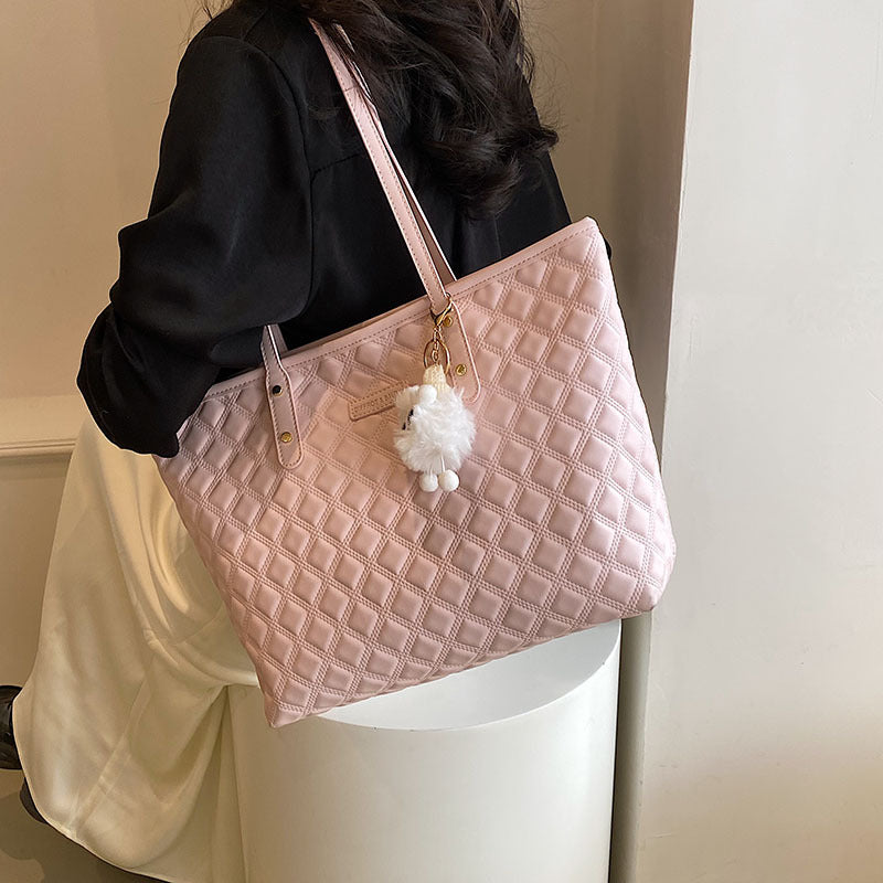 Bolso de hombro para uso diario con estampado de cuadros de diamantes