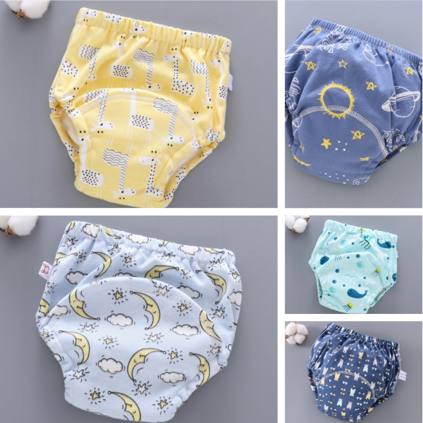 Pantalones de entrenamiento para bebé, lavables, de gasa de 6 capas, para cubrir pañales