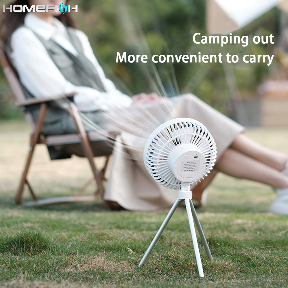 Ventilador de camping con trípode, portátil, de escritorio, para tienda de campaña, para colgar en el techo, pequeño ventilador para exteriores
