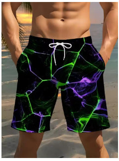Mens Fashionable Casual Lightning-Print Shorts