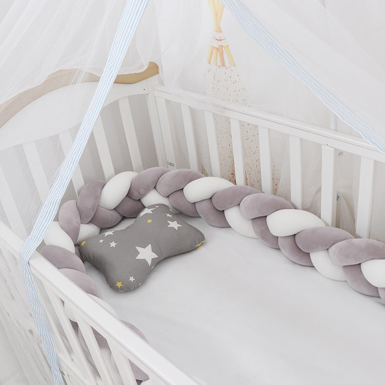 Protector de cuna para bebé, cojín con nudo trenzado, protector de cuna para bebé, decoración de habitación