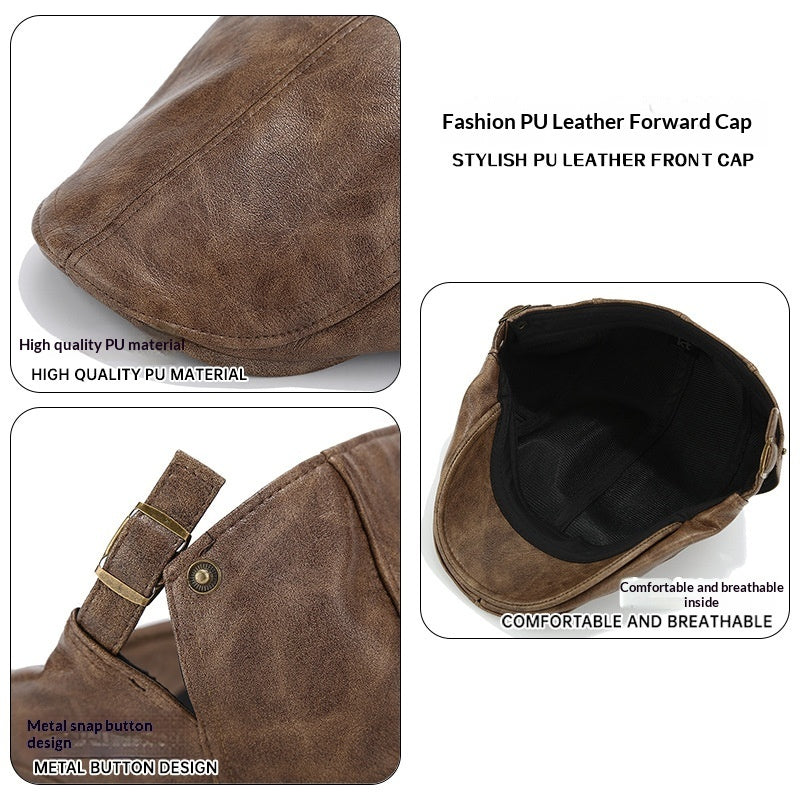 Autumn/Winter American-style Leather Trapper Hat Men's Vintage Painter's Cap