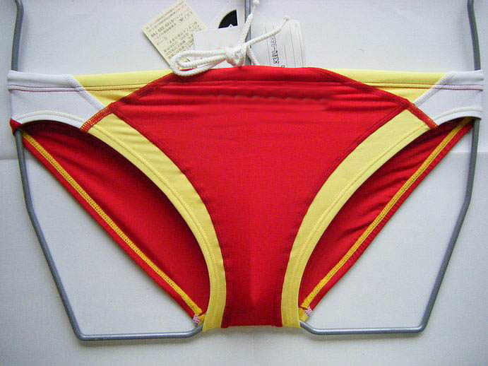 Men's Classic Red White And Yellow Color Matching Swim Briefs