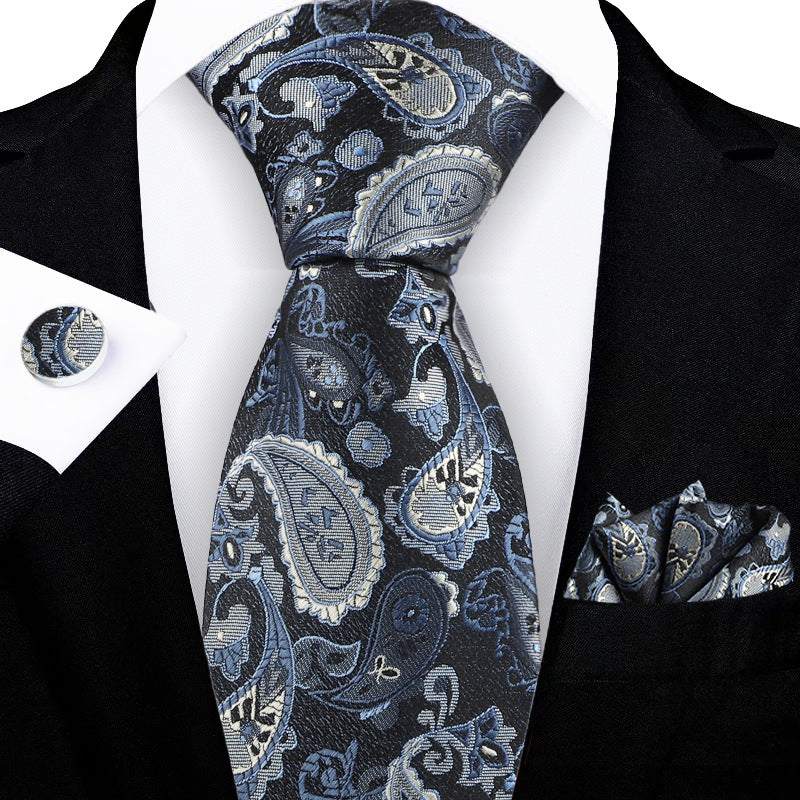 Corbata con flores de anacardo bordadas en jacquard