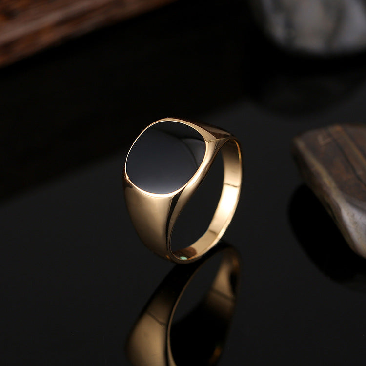 Anillo clásico de aleación de zinc para hombre con goteo de aceite suave