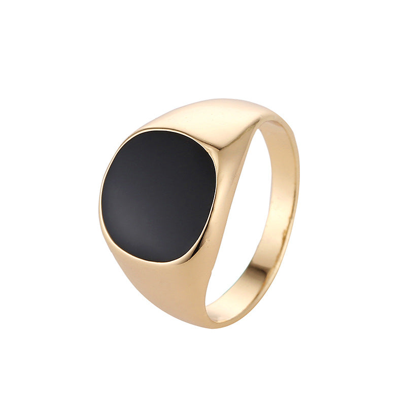 Anillo clásico de aleación de zinc para hombre con goteo de aceite suave