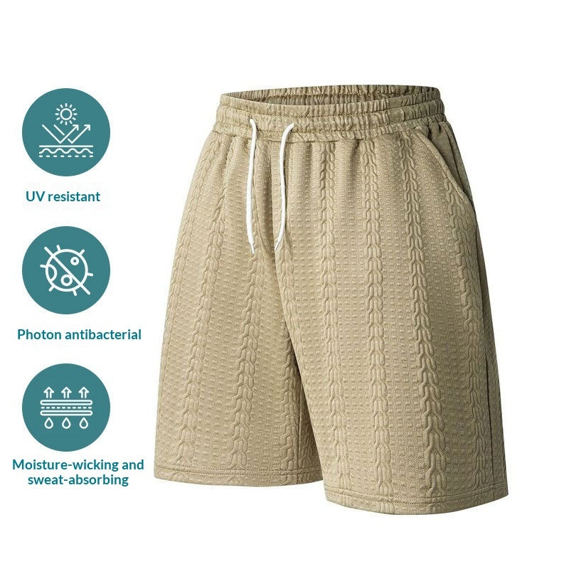 Solid-color Cable-knit Jacquard Casual Loose-fitting Versatile Shorts