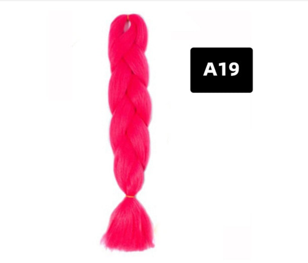 Peluca de seda africana de alta temperatura con fibra química y trenza grande en color degradado