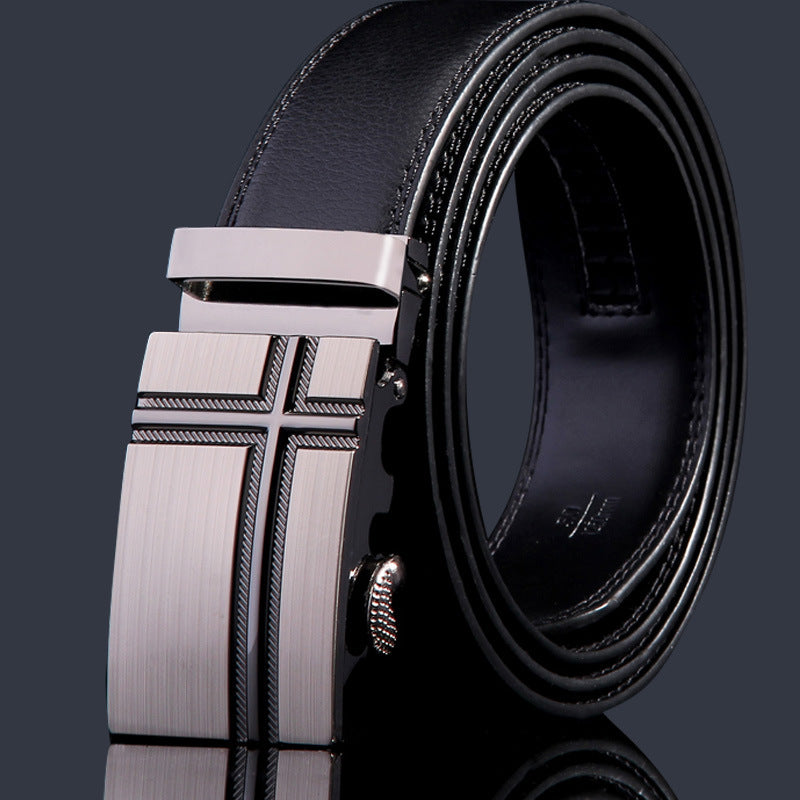 Cinturón de cuero genuino para hombre con hebilla automática