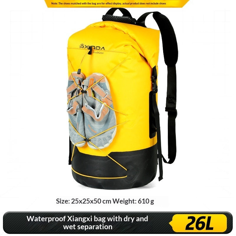 Mochila impermeable IPX7 para exteriores con separación de humedad y humedad
