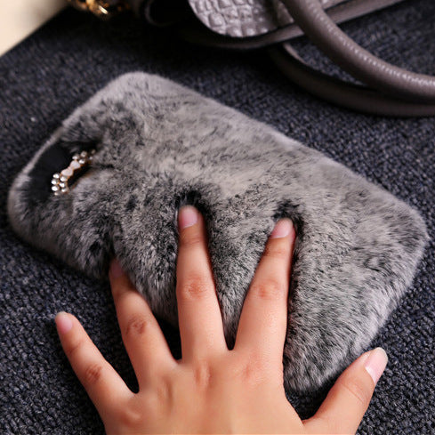 Compatible con Apple, nuevo teléfono móvil iphone7 plus shellx Rex fur plush lujosa funda protectora de piel fashionista