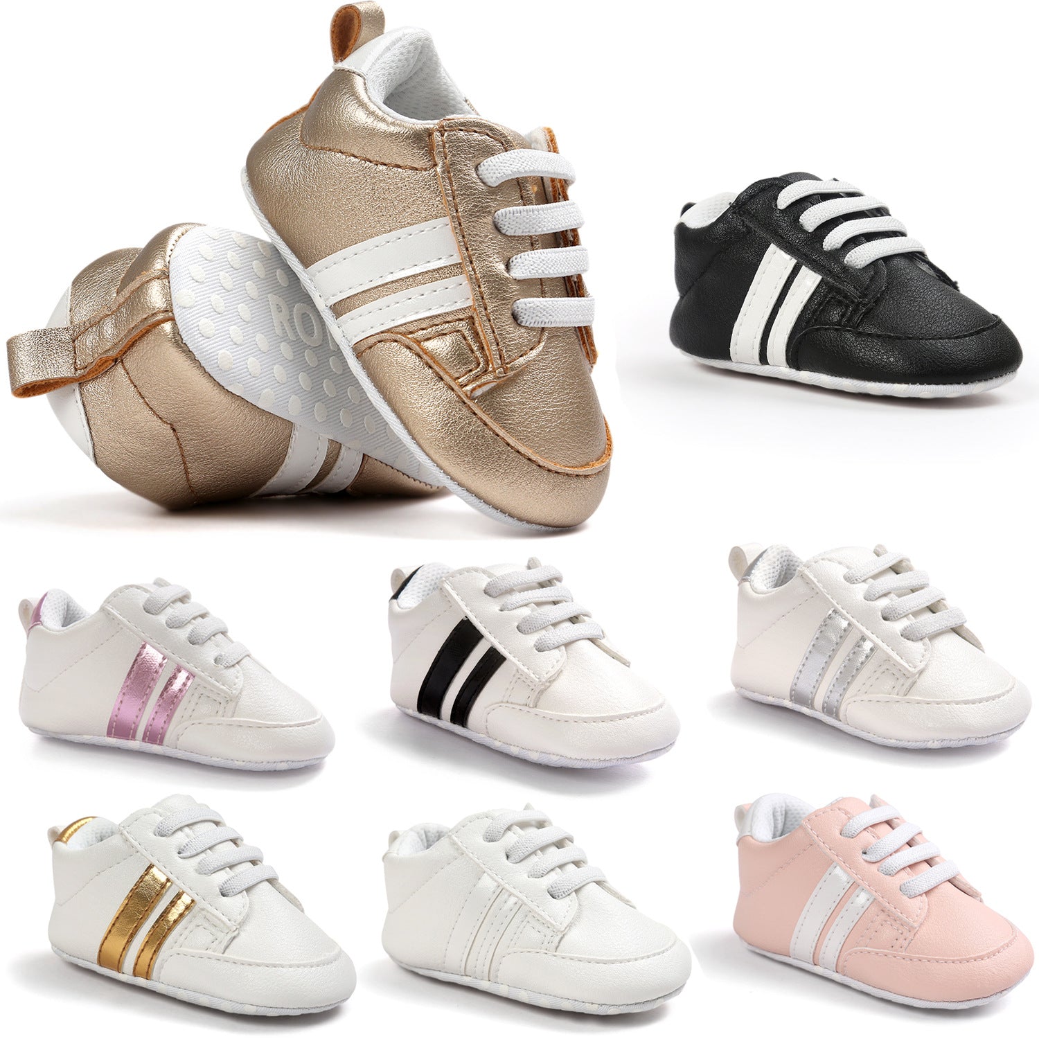 Mocasines para bebé niño y niña, de piel sintética, antideslizantes, suaves, para recién nacidos