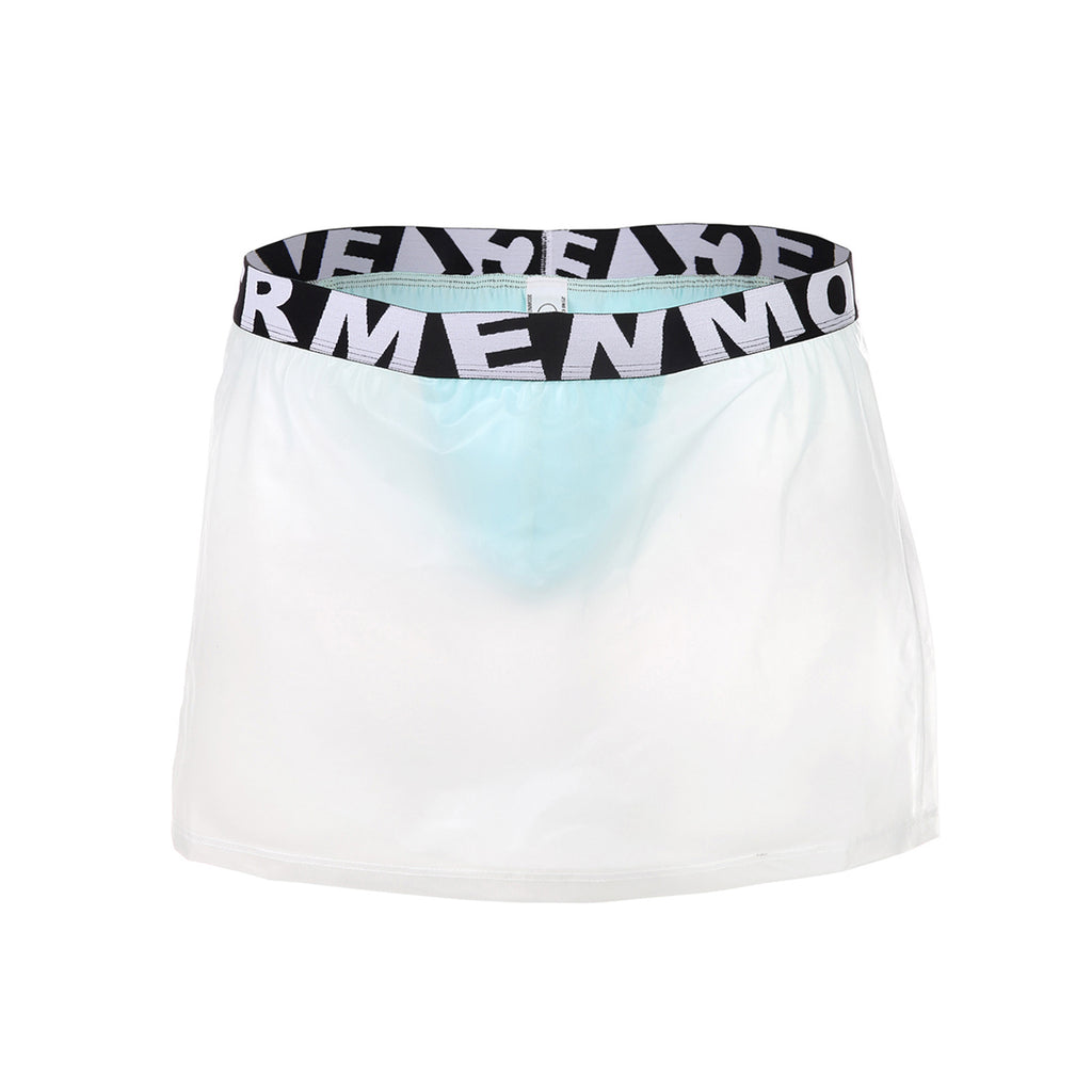 Minifalda de PVC transparente para hombre, dos piezas, sexy, con abertura lateral