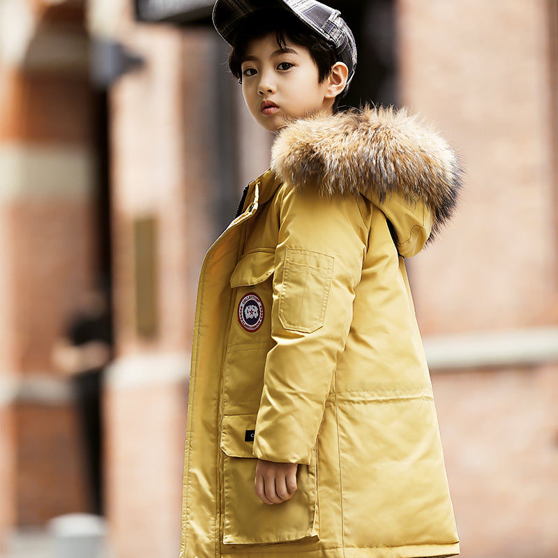 Chaqueta de plumas para niño con engrosamiento largo