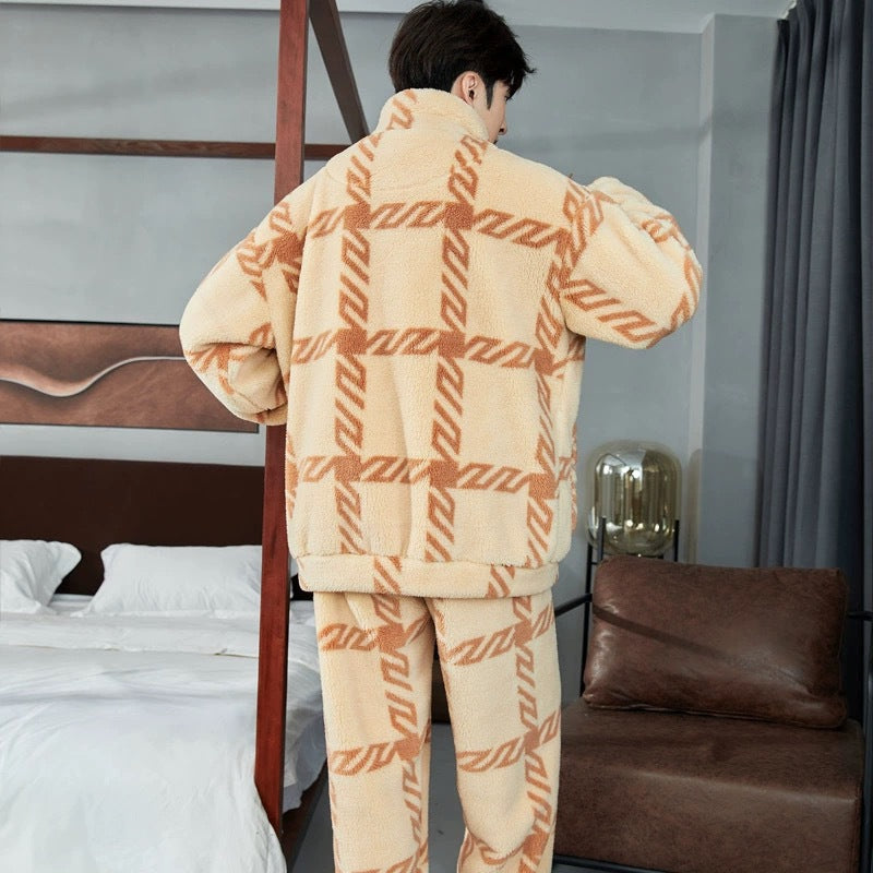 Pijama de invierno grueso con cremallera para hombre