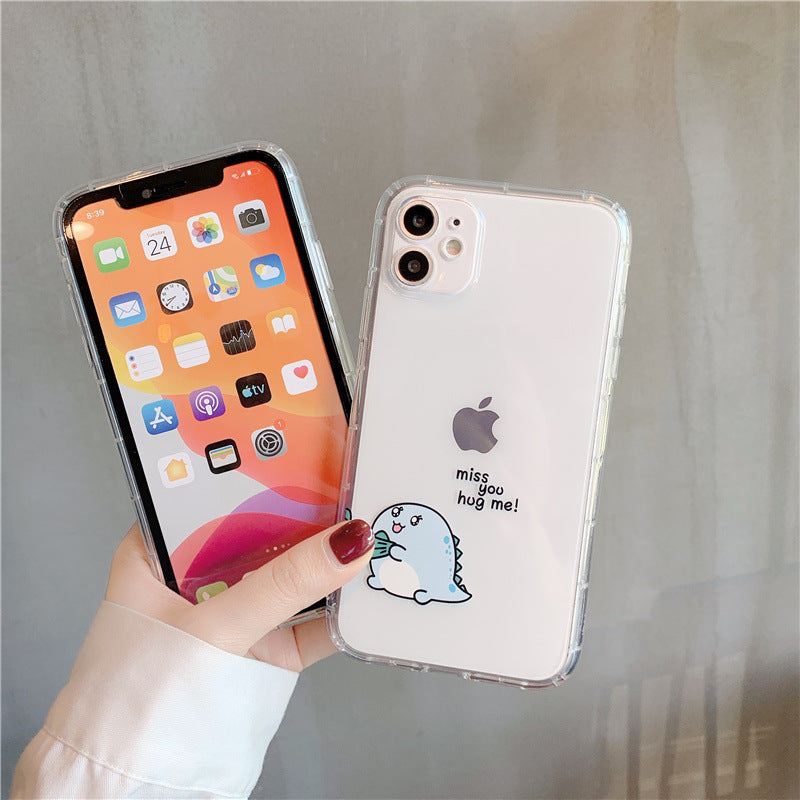 Funda protectora transparente para teléfono móvil, sencilla y anticaídas, ideal para parejas.