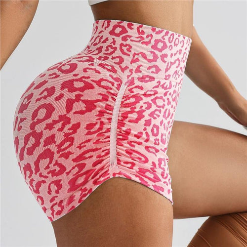 Athletic Leopard-Print Running Tight Yoga Shorts