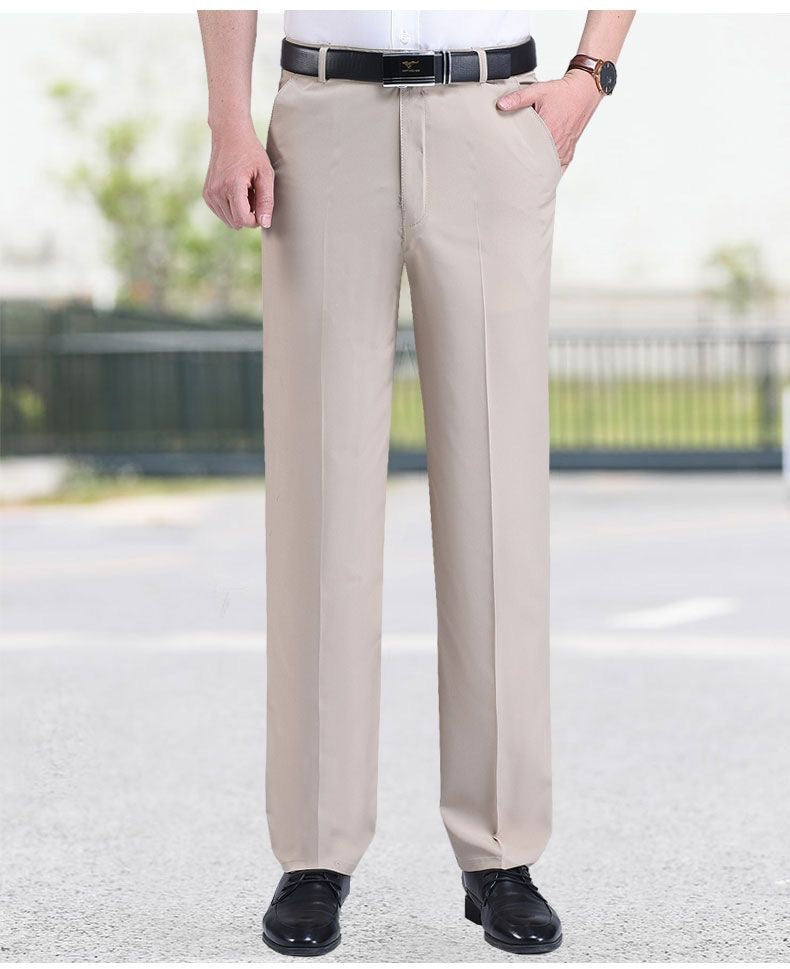 Pantalones casuales de color liso y pierna recta para hombre
