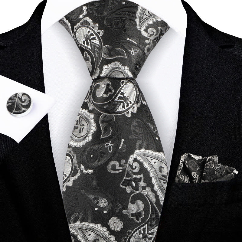 Corbata con flores de anacardo bordadas en jacquard