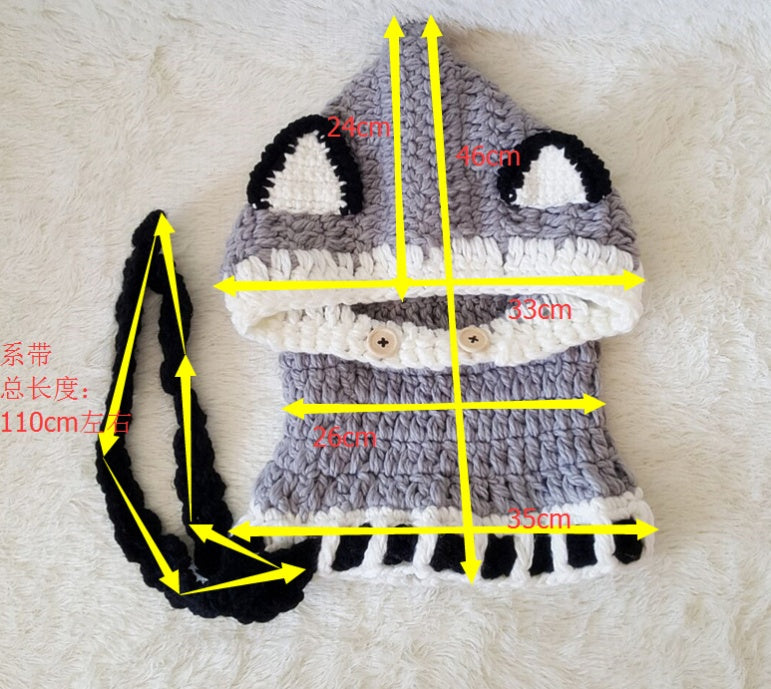 Gorro de lana para niños, tejido a mano, cálido, con orejeras, capa, para hombres y mujeres