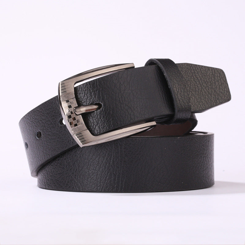 Cinturón de cuero informal para hombre con hebilla para pantalones