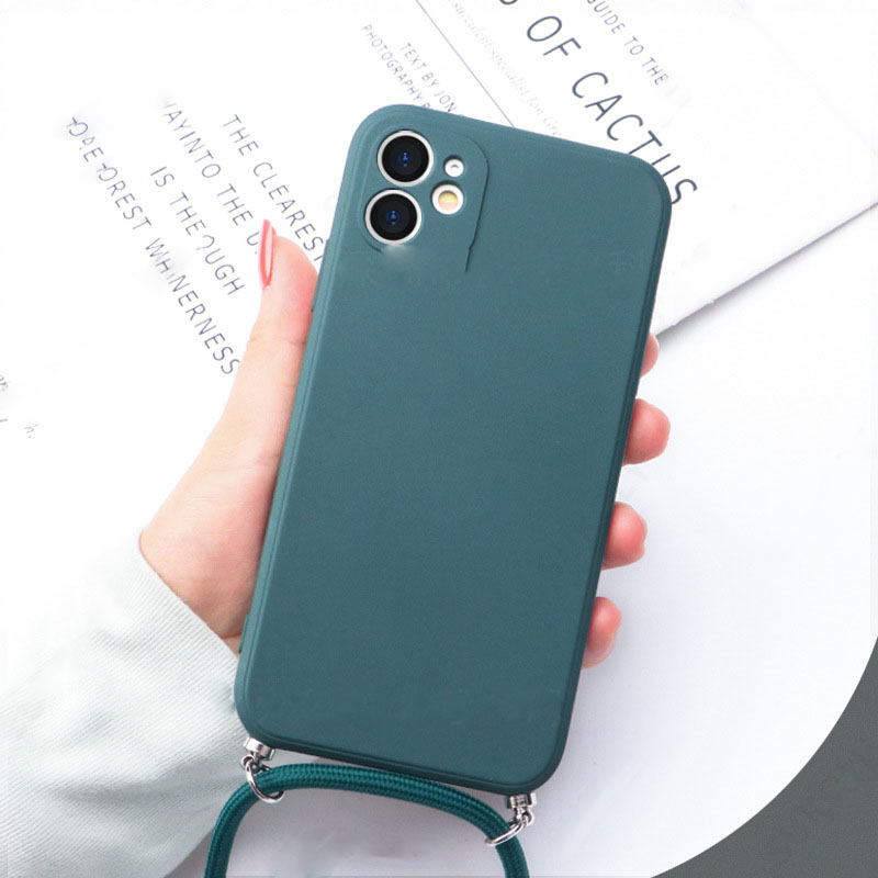 Funda para teléfono con cordón de silicona líquida, creativa y sencilla