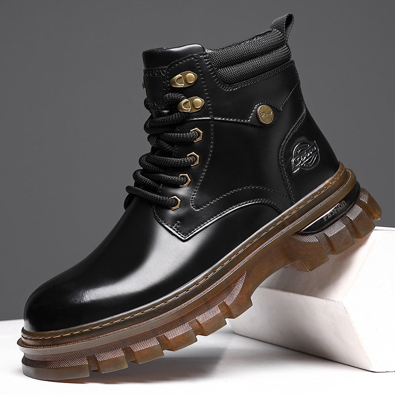 Botas de plataforma estilo británico de algodón cálido con forro polar
