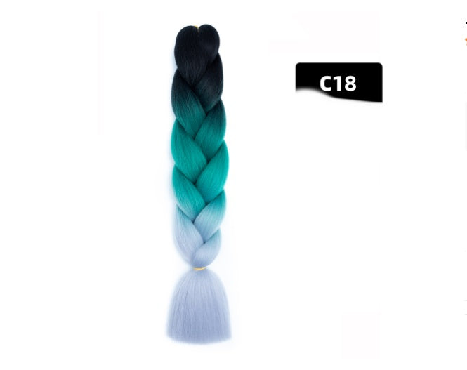 Peluca de seda africana de alta temperatura con fibra química y trenza grande en color degradado